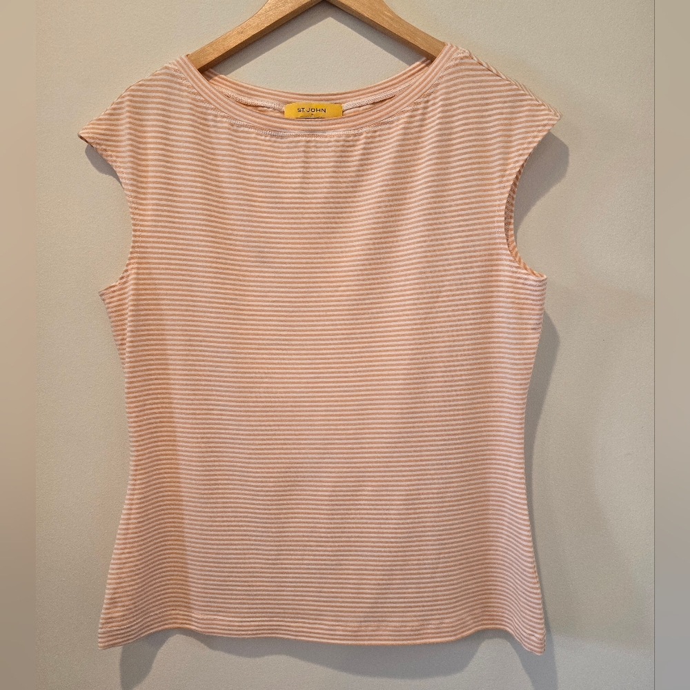St. John Stretch Knit Boatneck Sleeveless Top-Size Large